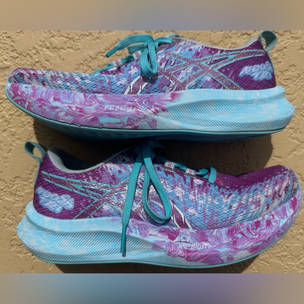 Asics Gel Noosa Tri 16 Bold Magenta Marbled Running Shies Women Size 8 Clean - Picture 10 of 14